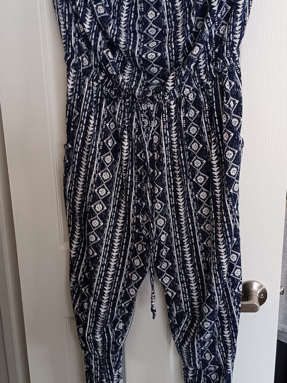 Bobbie Brooks Navy & White Printed Romper